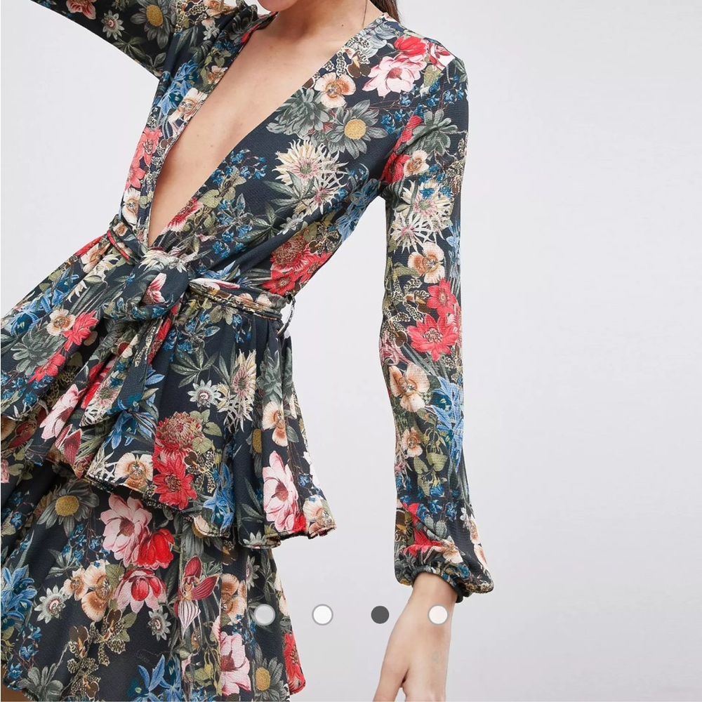 John Zack/ASOS Plunge Front Ruffle Tea Dress